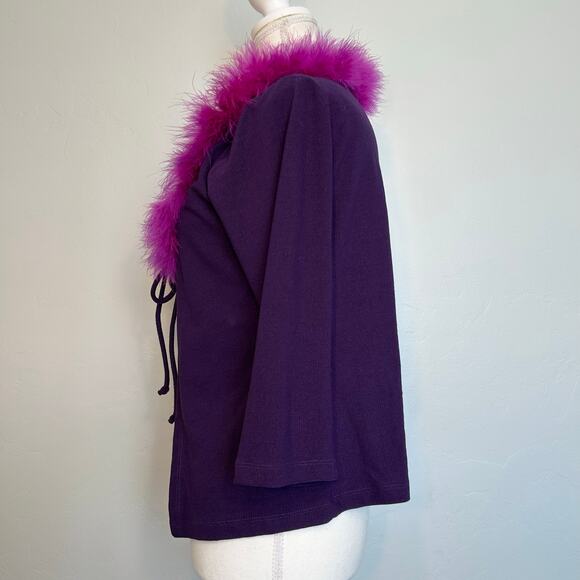 y2k fur collar cardigan - Picture 4 of 7